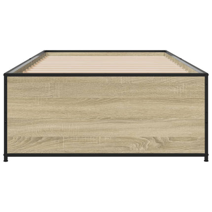 sengeramme 90x200 cm konstrueret træ og metal sonoma-eg