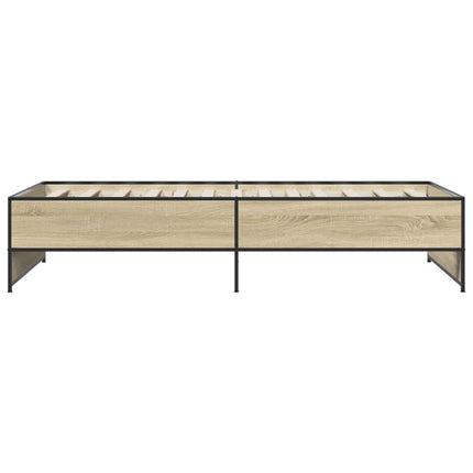sengeramme 90x200 cm konstrueret træ og metal sonoma-eg