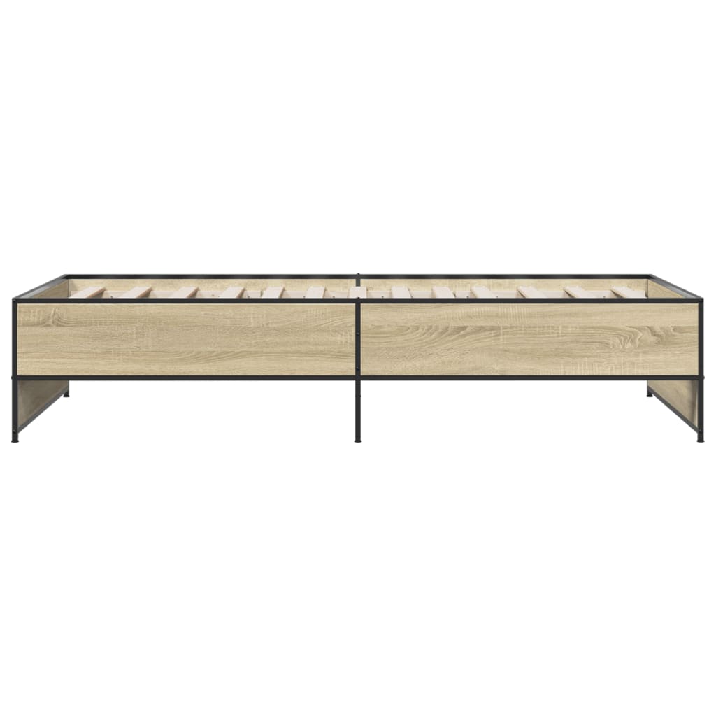 sengeramme 90x200 cm konstrueret træ og metal sonoma-eg