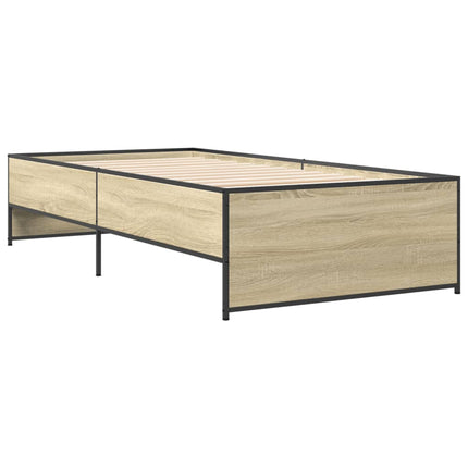 sengeramme 90x200 cm konstrueret træ og metal sonoma-eg