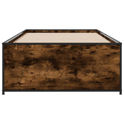 sengeramme 90x200 cm konstrueret træ og metal røget eg