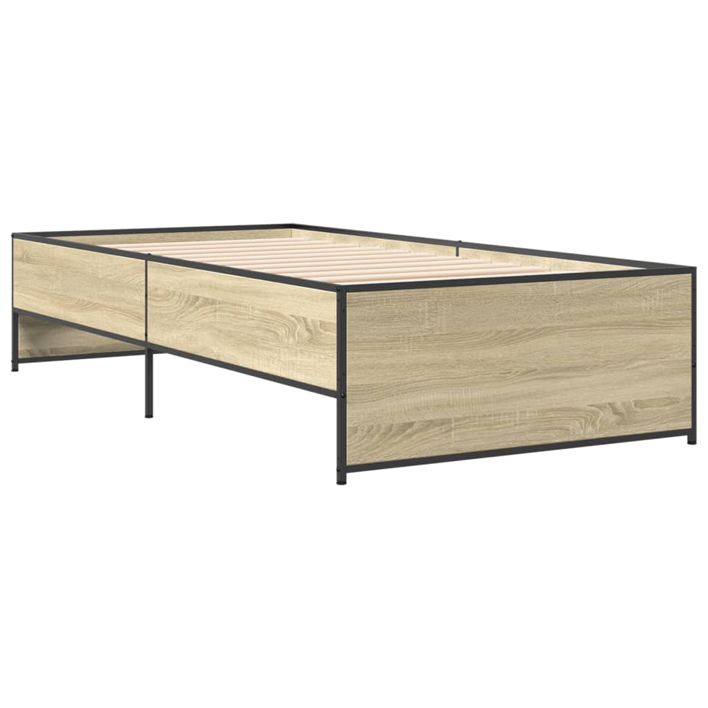 sengeramme 75x190 cm konstrueret træ og metal sonoma-eg