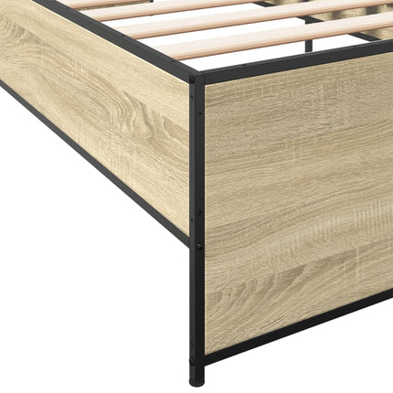 sengeramme 75x190 cm konstrueret træ og metal sonoma-eg
