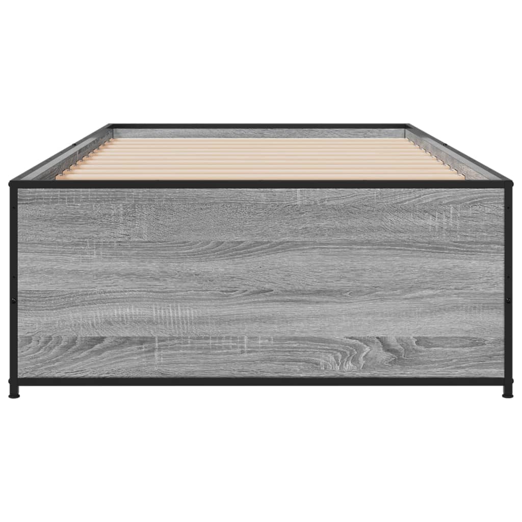 sengeramme 75x190 cm konstrueret træ og metal grå sonoma-eg