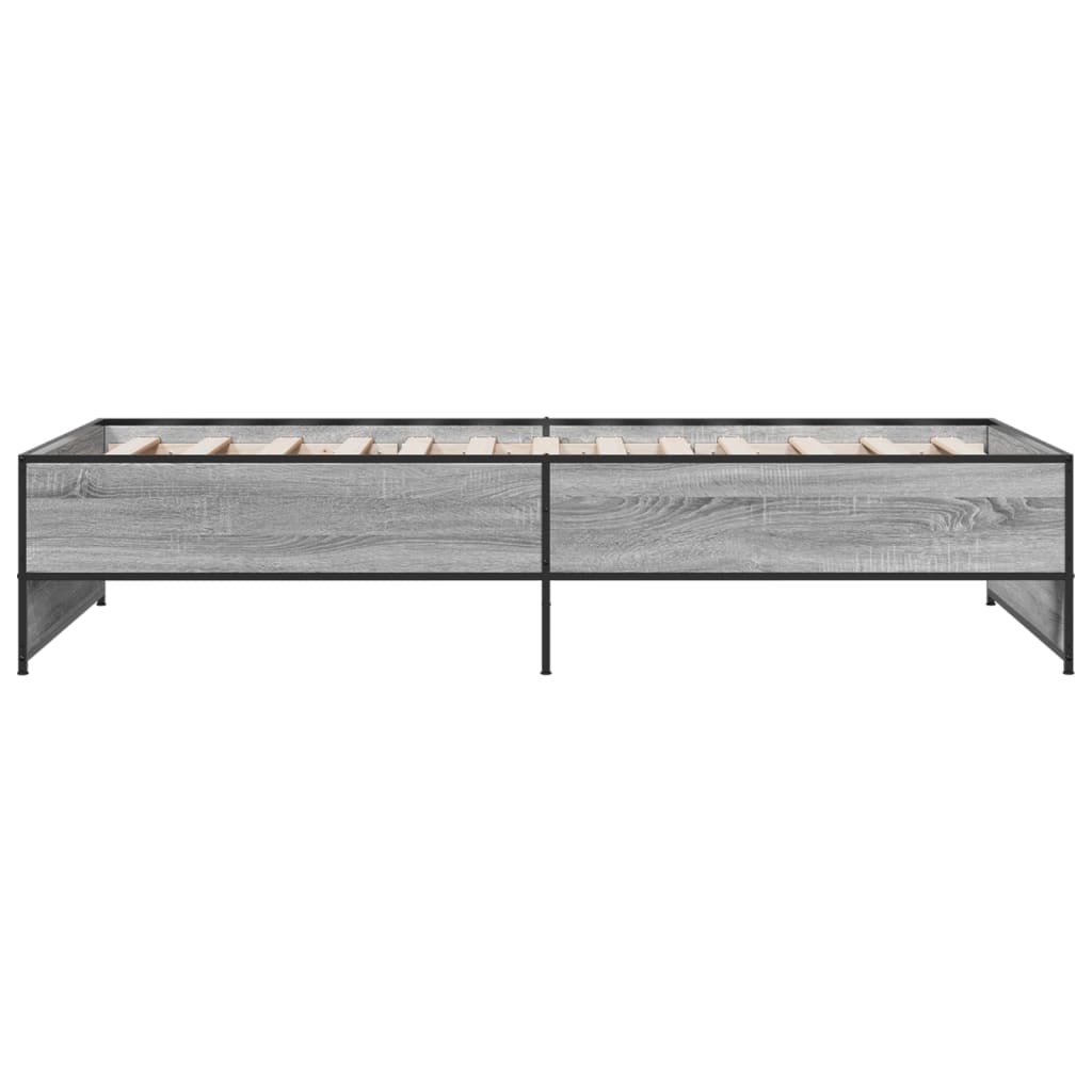 sengeramme 75x190 cm konstrueret træ og metal grå sonoma-eg