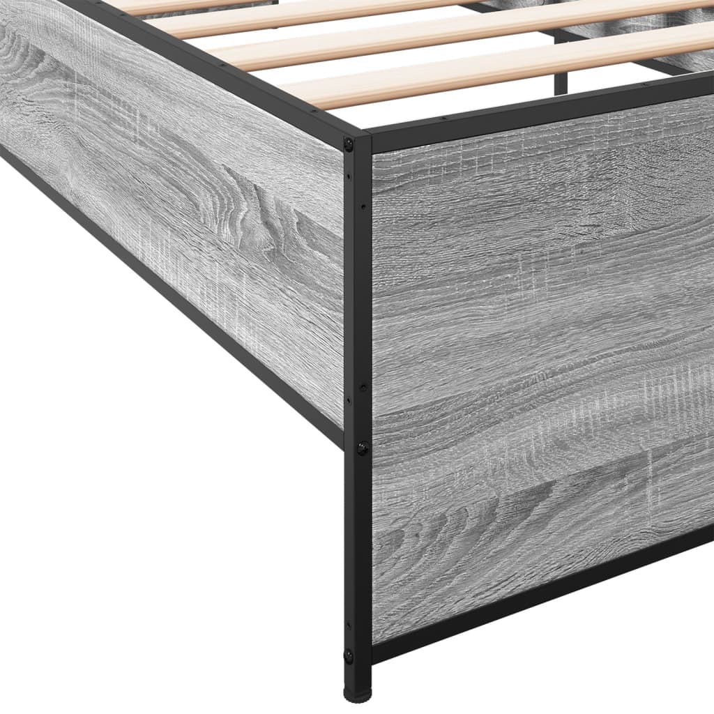 sengeramme 75x190 cm konstrueret træ og metal grå sonoma-eg