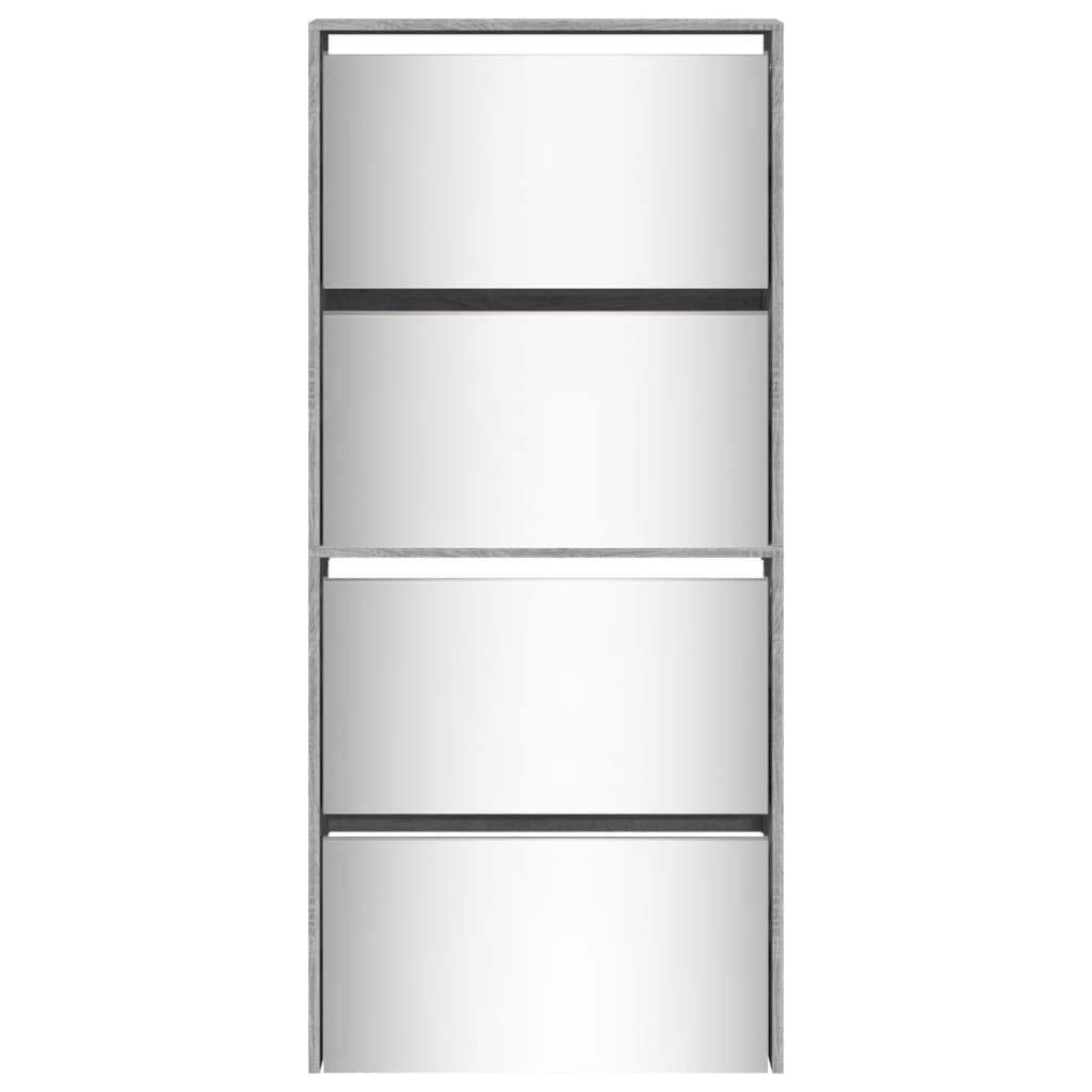 skoskab med spejl og 4 hylder 63x17x134 cm grå sonoma-eg