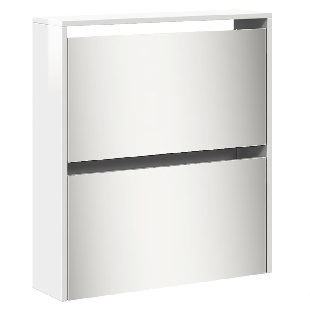 skoskab med spejl og 5 hylder 63x17x169,5 cm hvid højglans