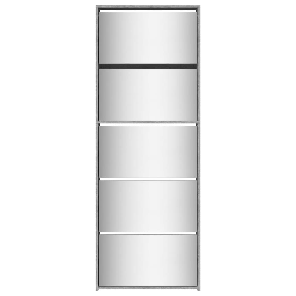 skoskab med spejl og 5 hylder 63x17x169,5 cm grå sonoma-eg