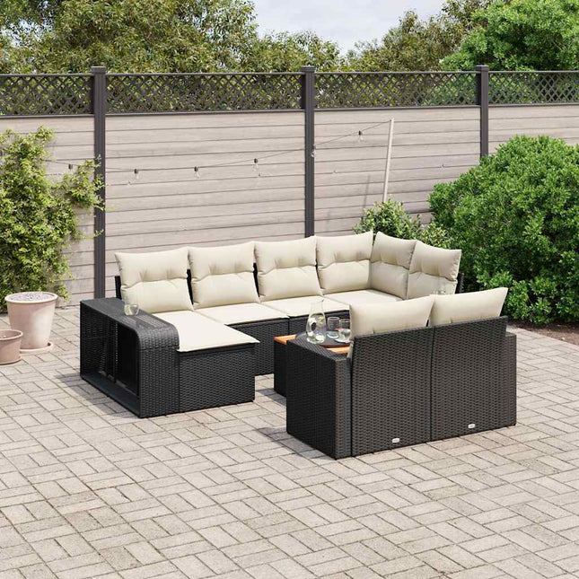 sofasæt til haven 11 dele med hynder polyrattan sort