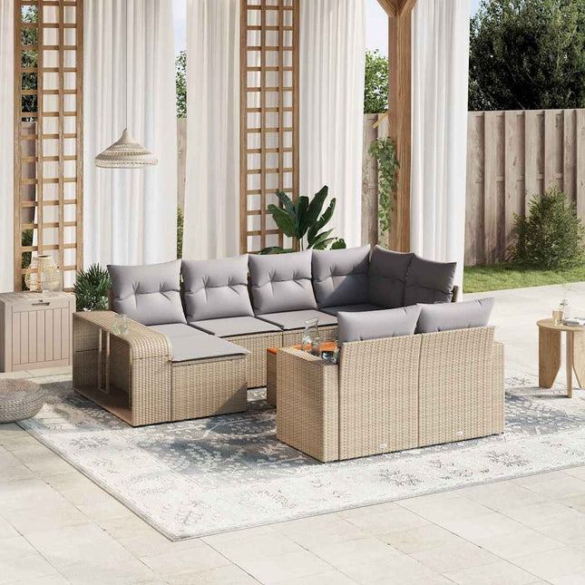 sofasæt til haven 11 dele med hynder polyrattan beige