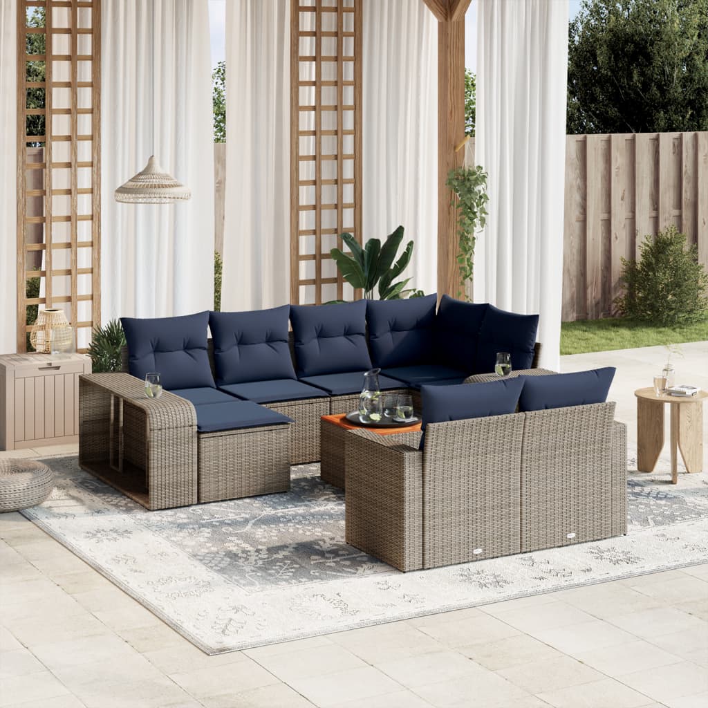 11-delt havesofast med hynder gr polyrattan