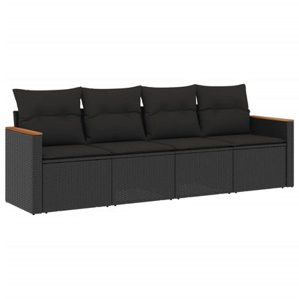 sofasæt til haven 4 dele med hynder polyrattan sort