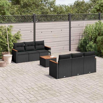 sofasæt til haven 7 dele med hynder polyrattan sort