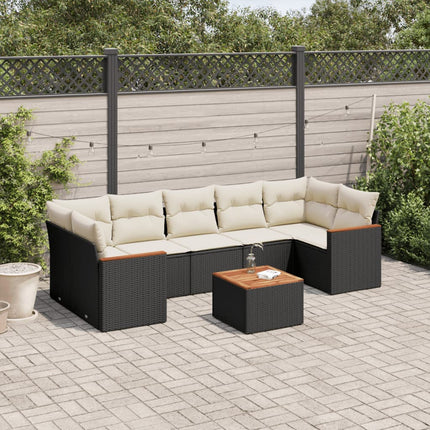 sofasæt til haven 8 dele med hynder polyrattan sort