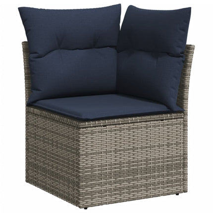 havesofasæt med 9 dele og hynder grå polyrattan