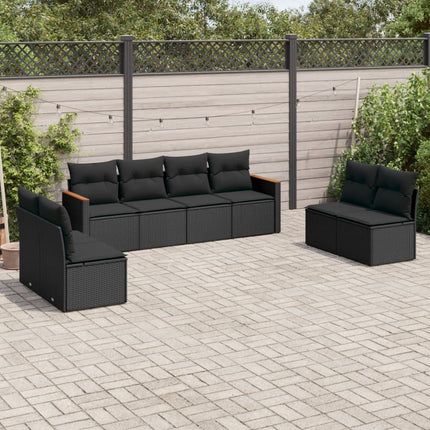 sofasæt til haven 8 dele med hynder polyrattan sort