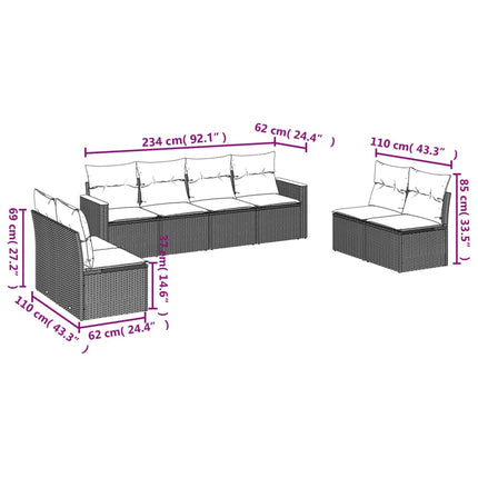 sofasæt til haven 8 dele med hynder polyrattan beige