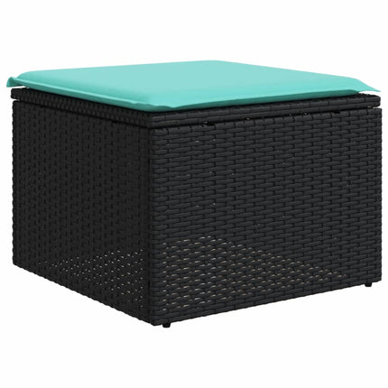 havesofasæt med 5 dele og hynder sort polyrattan