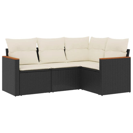 sofasæt til haven 4 dele med hynder polyrattan sort