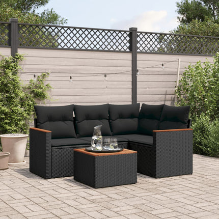 sofasæt til haven 5 dele med hynder polyrattan sort