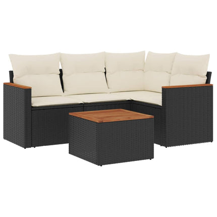 sofasæt til haven 5 dele med hynder polyrattan sort