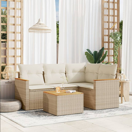 sofasæt til haven 5 dele med hynder polyrattan beige