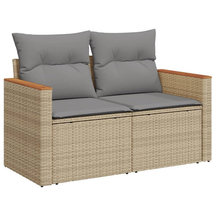 havesofasæt 5 dele med hynder polyrattan beige