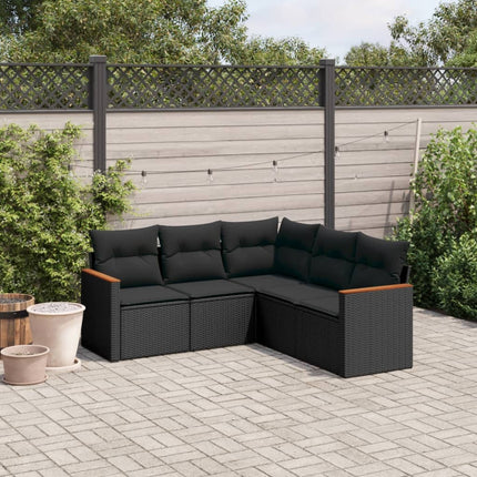 sofasæt til haven 5 dele med hynder polyrattan sort