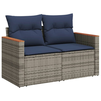 havesofasæt med 5 dele og hynder grå polyrattan