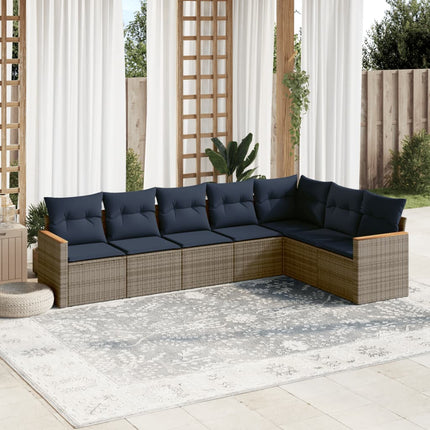 havesofasæt med 7 dele og hynder grå polyrattan