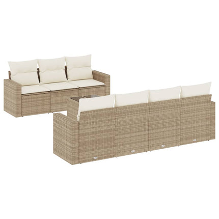 sofasæt til haven 8 dele med hynder polyrattan beige