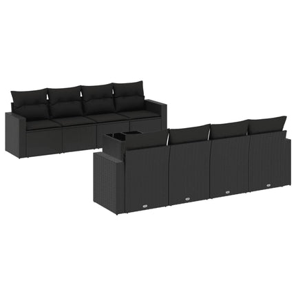 sofasæt til haven 9 dele med hynder polyrattan sort