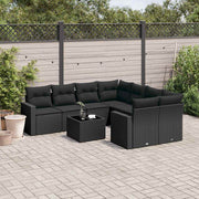 sofasæt til haven 9 dele med hynder polyrattan sort