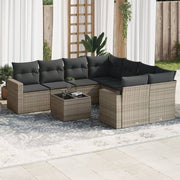 sofasæt til haven 9 dele med hynder polyrattan grå