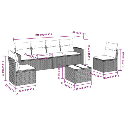 sofasæt til haven 7 dele med hynder polyrattan beige