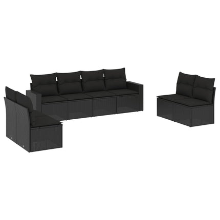 sofasæt til haven 8 dele med hynder polyrattan sort