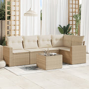 sofasæt til haven 6 dele med hynder polyrattan beige