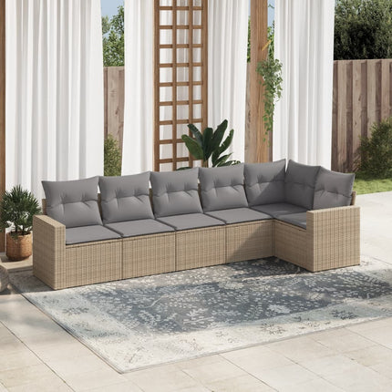 sofasæt til haven 6 dele med hynder polyrattan beige