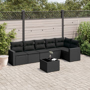sofasæt til haven 7 dele med hynder polyrattan sort