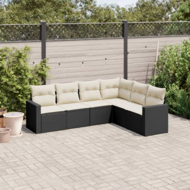 sofasæt til haven 6 dele med hynder polyrattan sort