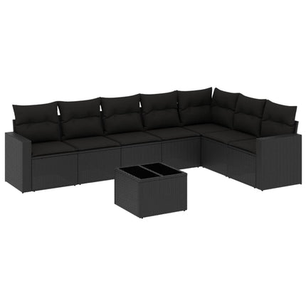 sofasæt til haven 8 dele med hynder polyrattan sort
