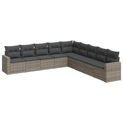 sofasæt til haven 9 dele med hynder polyrattan grå