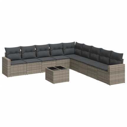 sofasæt til haven 10 dele med hynder polyrattan grå