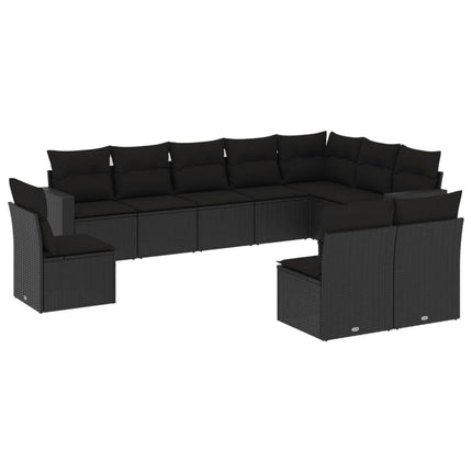 sofasæt til haven 10 dele med hynder polyrattan sort