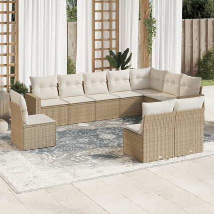sofasæt til haven 10 dele med hynder polyrattan beige
