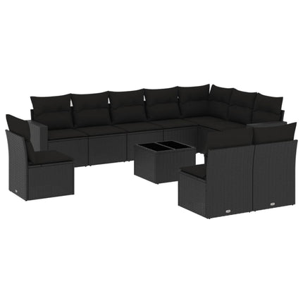 sofasæt til haven 11 dele med hynder polyrattan sort