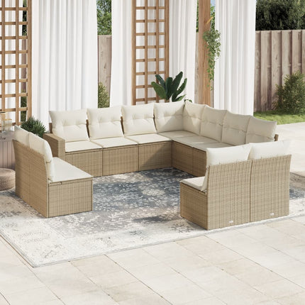 sofasæt til haven 11 dele med hynder polyrattan beige