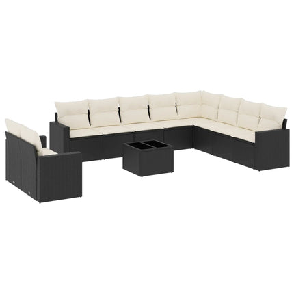 sofasæt til haven 11 dele med hynder polyrattan sort