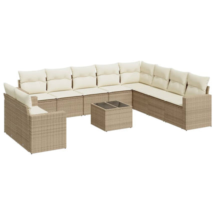 sofasæt til haven 11 dele med hynder polyrattan beige